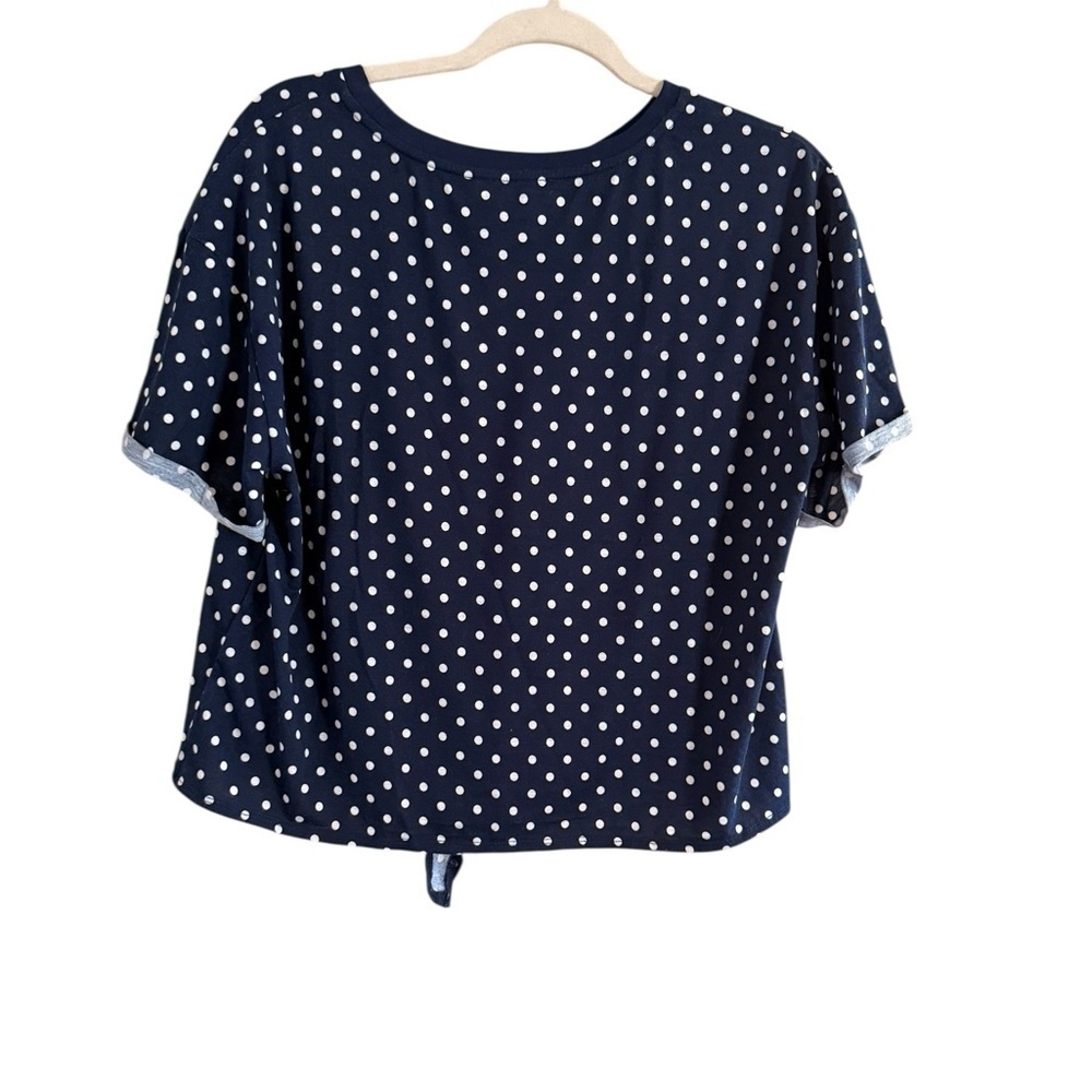 Elodie Blue White Cuffed Sleeve Tie Front Tee - Picture 9 of 9